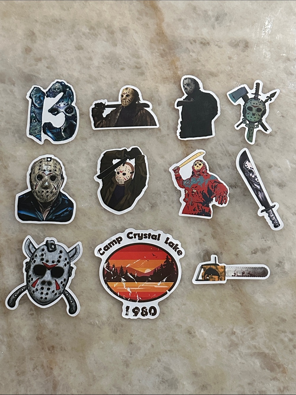 Jason Voorhees Friday the 13th Vinyl Sticker Set of 11 - Multicolor